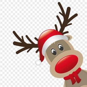 HD Cartoon Deer Reindeer With Santa Hat PNG