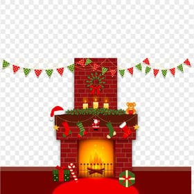 Christmas Vector Cartoon Chimney Fireplace FREE PNG