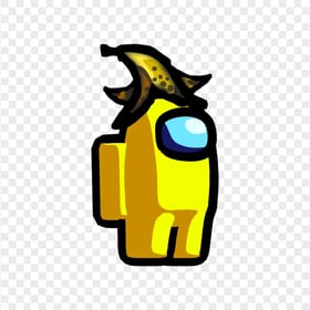 HD Among Us Crewmate Yellow Character With Banana Hat PNG