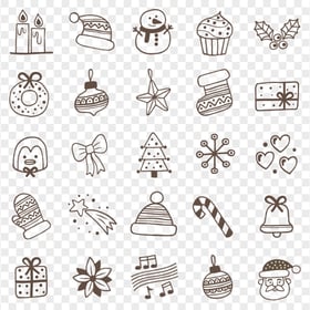FREE Hand Drawn Christmas Items Icons PNG