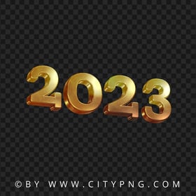 Gold 3D 2023 New Year Text Logo HD PNG