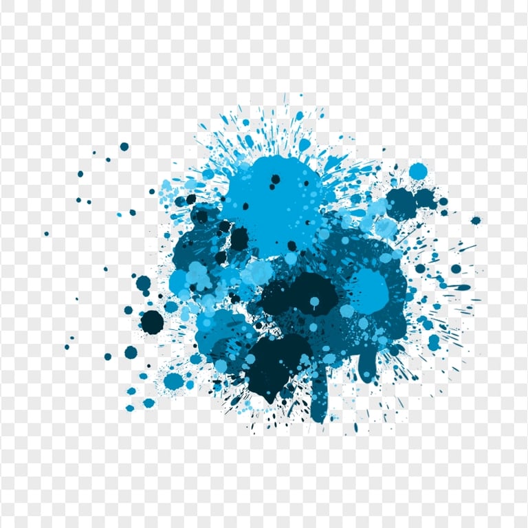HD Blue Abstract Paint Splatter Transparent Background