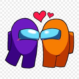 HD Among Us Purple Love Orange Characters Valentines Day PNG