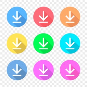 Set Of Flat Cloud Circle Download Icons Buttons PNG