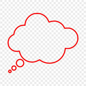 HD Red Outline Thinking Speech Cloud PNG