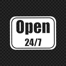 Open 24/7 White Logo Sign Stickers PNG