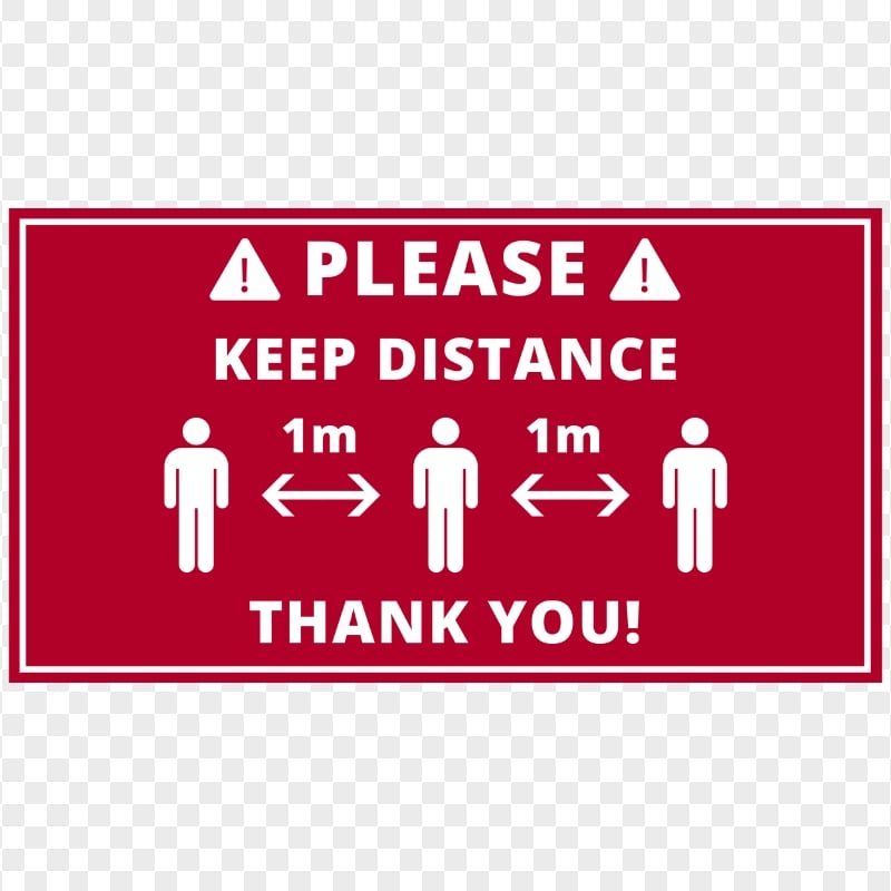 Red Please Keep Distance 1M Pandemic Free Signage