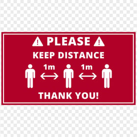 Red Please Keep Distance 1M Pandemic Free Signage