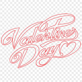 HD Valentines Day Red Outline Text Logo PNG