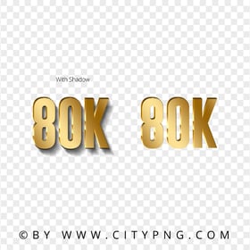 80K Gold Number Text PNG Image
