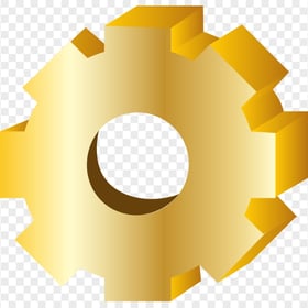 Yellow Gold 3D Gear Wheel PNG Image