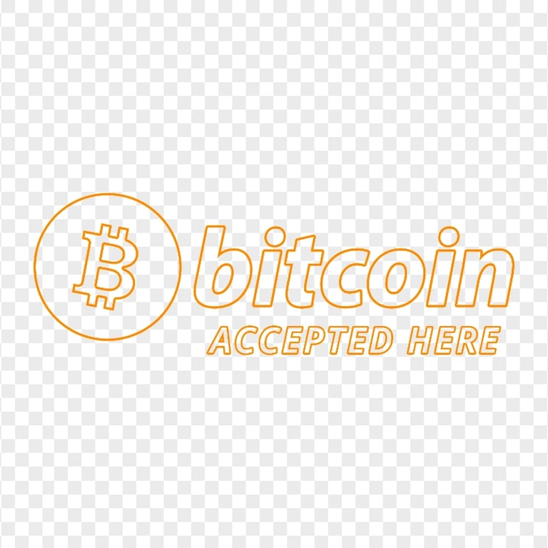 HD Bitcoin Accepted Here Orange Outline Logo Sign PNG