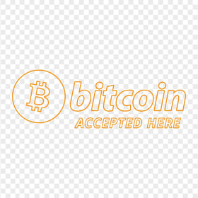 HD Bitcoin Accepted Here Orange Outline Logo Sign PNG