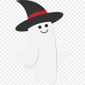 HD Halloween Cartoon Ghost Wearing Witch Hat PNG