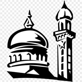 Black Drawing Islamic Mosque Masjid Icon