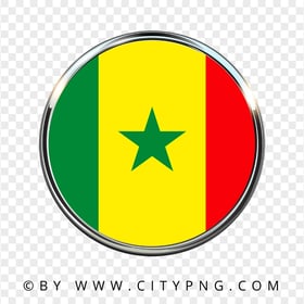 HD Senegal Round Metal Framed Flag Icon PNG