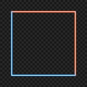 HD Red Neon Square Border Frame Transparent PNG