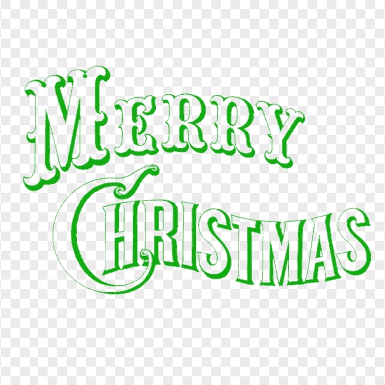 Transparent Green Merry Christmas Text Calligraphy