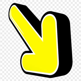 HD 3D Yellow Arrow Pointing Down Right PNG