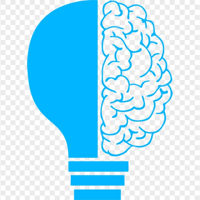HD Blue Light Bulb Brain Idea Icon PNG