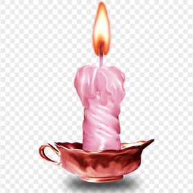 Painting Pink Burning Candle PNG Image