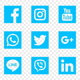 Download Social Media Blue Square Icons PNG