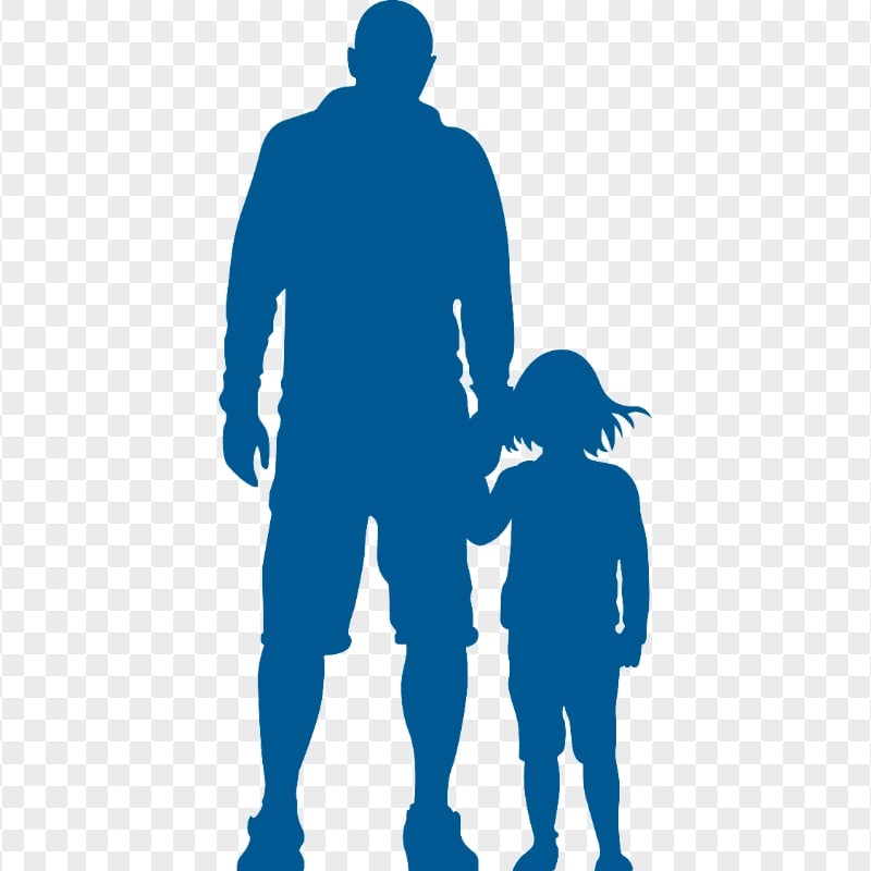 HD Blue Child And Father Silhouette PNG