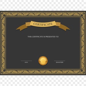 HD Black And Gold Certificate Award Template PNG