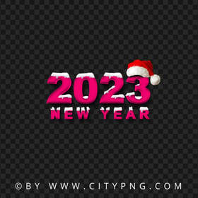 2023 Snowy Pink Logo With Santa Hat PNG