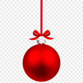 Ribbon Hanging Red Christmas Ball Bauble HD PNG