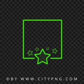 Green Neon Frame With Stars PNG Image