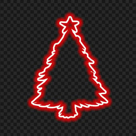 HD Beautiful Red Neon Christmas Tree Silhouette PNG