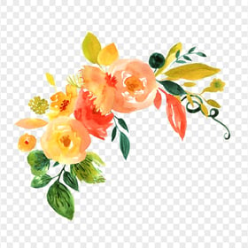 HD Hand Painted Orange And Yellow Flowers PNG