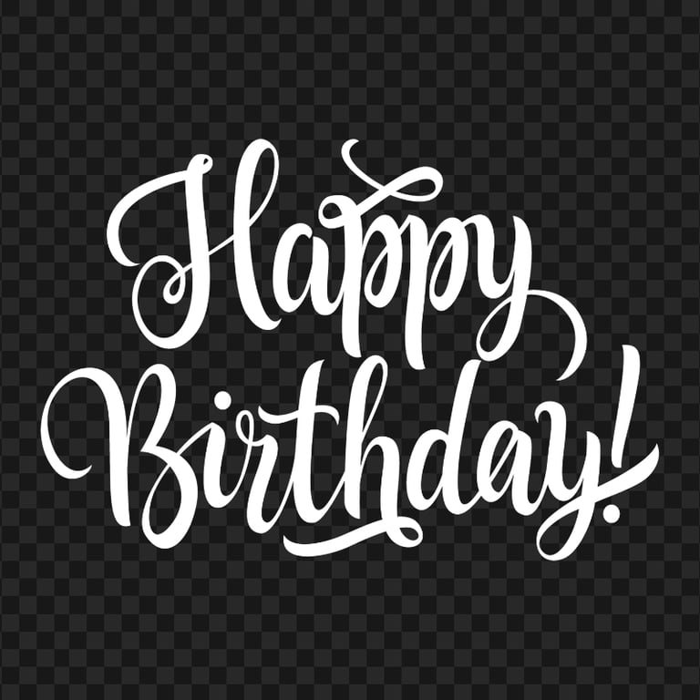HD White Happy Birthday Calligraphy Text Words PNG | Citypng