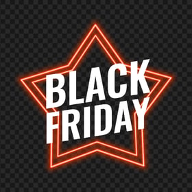White Black Friday Text With Red Neon Star FREE PNG