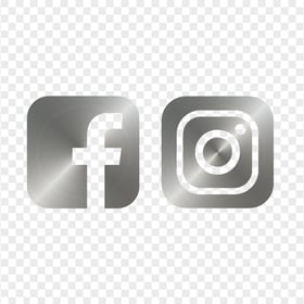HD Facebook Instagram Silver Metal Circles Square Logos Icons PNG