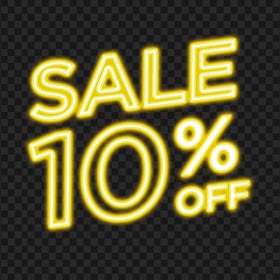 10% Off Sale Yellow Neon Sign Transparent PNG