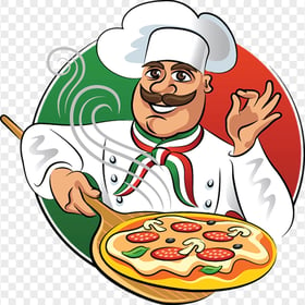 Italian Pizza chef Vector Illustration Logo Transparent PNG