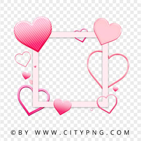 HD Lovely Frame With Hearts Transparent Background