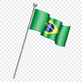 Waving 3D Illustration Brazil Flagpole HD PNG