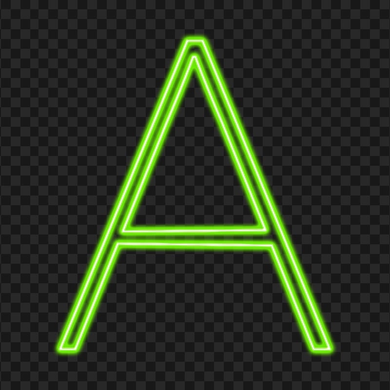 HD Green Glowing Neon A Letter Text Alphabet PNG