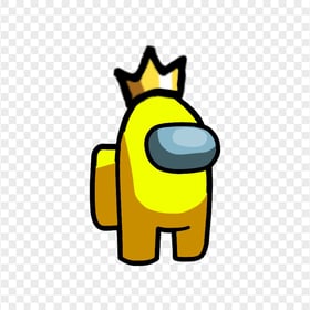 HD Yellow Among Us Crewmate Character With Crown Hat On Top PNG