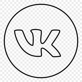 VK Round Outline Black Icon PNG