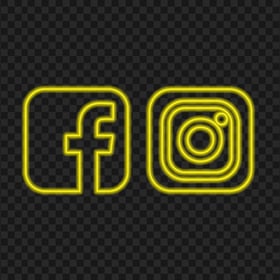 HD Yellow Neon Facebook Instagram Square Icons PNG