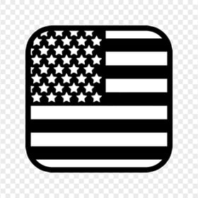 Black & White American USA  Flag Icon