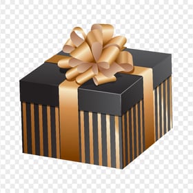 Vector 3D Gold And Black Gift Box Christmas Birthday PNG