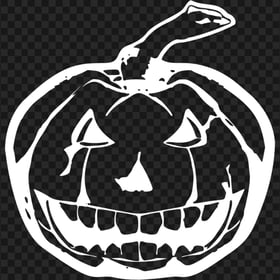 White Outline Drawing Halloween Pumpkin Shape