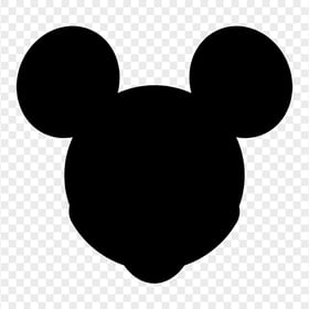 Mickey Mouse Face Head Black Silhouette PNG Image