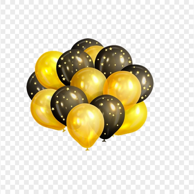 HD Beautiful Black & Yellow Gold Balloons PNG | Citypng