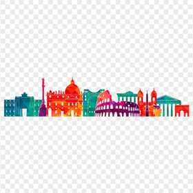 Rome City Aesthetic Colorful Silhouette PNG